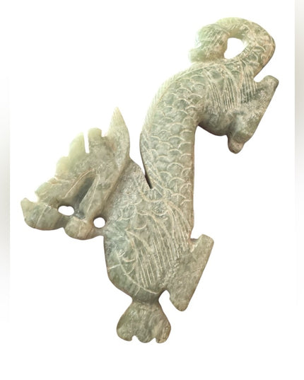 Antique Intricately Carved Jade Dragon Statue