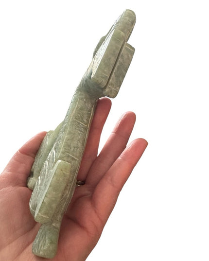 Antique Intricately Carved Jade Dragon Statue