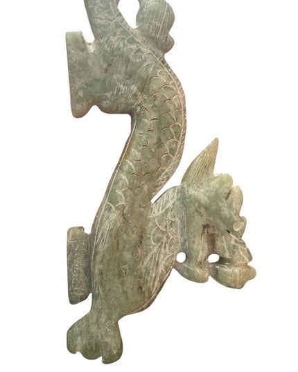 Antique Intricately Carved Jade Dragon Statue