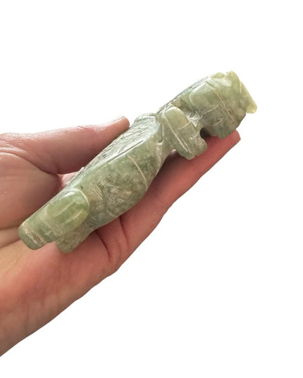 Antique Intricately Carved Jade Dragon Statue