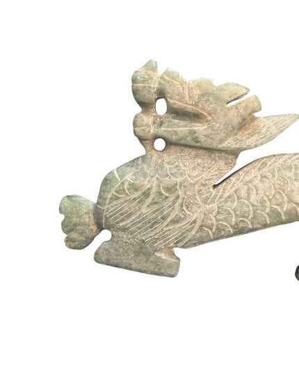 Antique Intricately Carved Jade Dragon Statue
