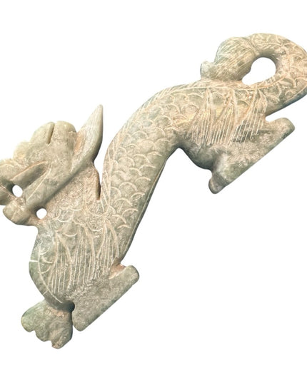 Antique Intricately Carved Jade Dragon Statue