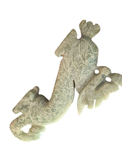 Antique Intricately Carved Jade Dragon Statue