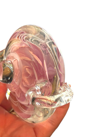 Pink Glass Rose Teapot Paperweight Edinburgh Gallery Heirloom Collection