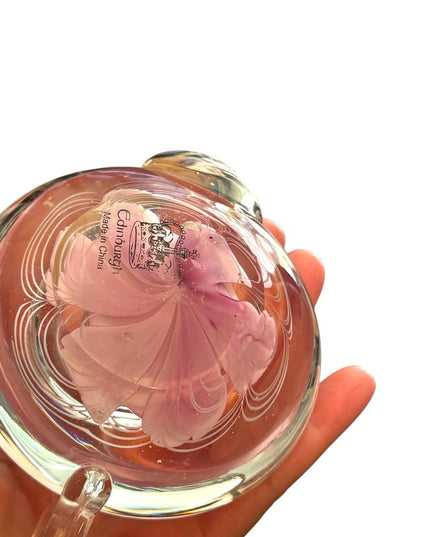 Pink Glass Rose Teapot Paperweight Edinburgh Gallery Heirloom Collection