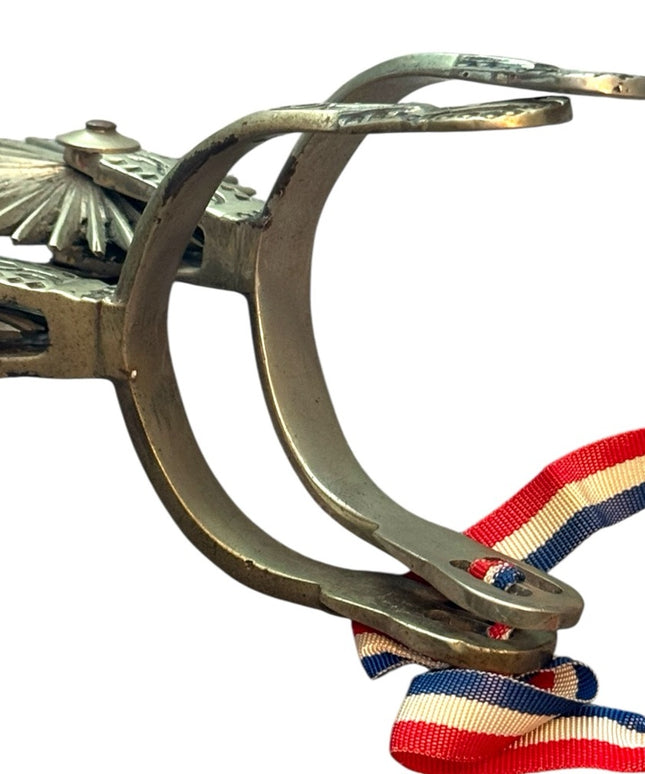 Rare Metal Spurs Ribbon Large Vintage CATRON Chilean Huasos Cowboy Spurs