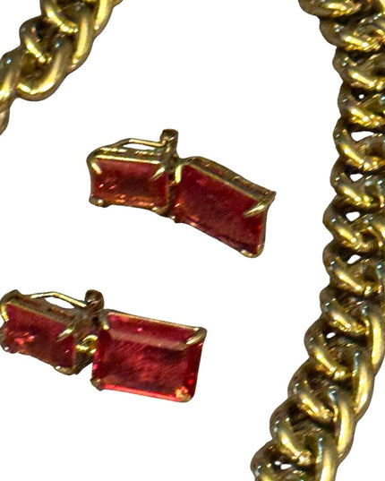 Heidi Daus HOT ROCKS Necklace & Earrings NIB Red Elegant Gold Pave Jewelry NEW