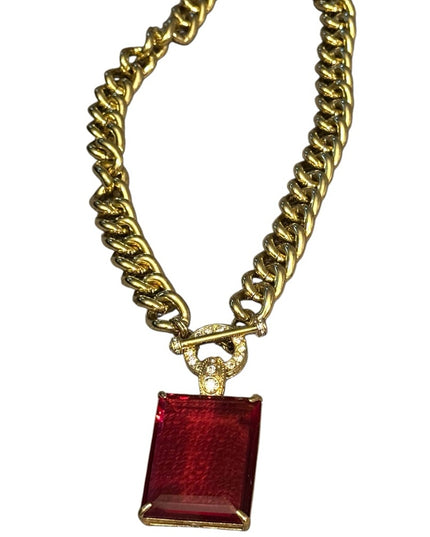 Heidi Daus HOT ROCKS Necklace & Earrings NIB Red Elegant Gold Pave Jewelry NEW