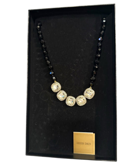 HEIDI DAUS "Captivating Cushion" Crystal Beaded Drop Necklace Clear Color NIB