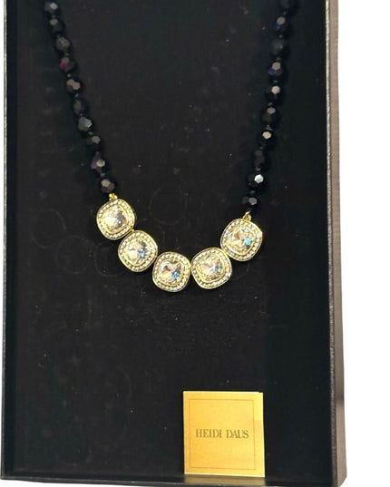 HEIDI DAUS "Captivating Cushion" Crystal Beaded Drop Necklace Clear Color NIB