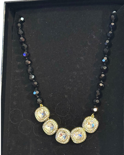 HEIDI DAUS "Captivating Cushion" Crystal Beaded Drop Necklace Clear Color NIB