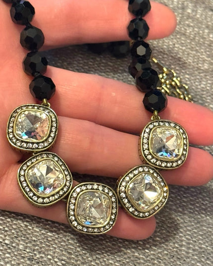 HEIDI DAUS "Captivating Cushion" Crystal Beaded Drop Necklace Clear Color NIB
