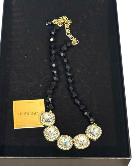 HEIDI DAUS "Captivating Cushion" Crystal Beaded Drop Necklace Clear Color NIB