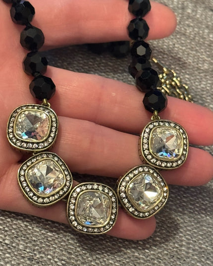 HEIDI DAUS "Captivating Cushion" Crystal Beaded Drop Necklace Clear Color NIB