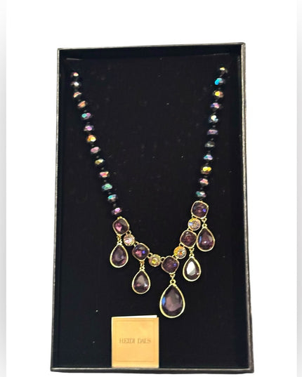 Heidi Daus Purple and Gold Statement Crystal Necklace  Emmy Worthy