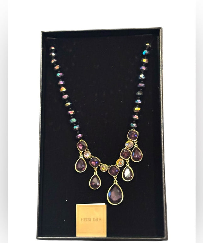Heidi Daus Purple and Gold Statement Crystal Necklace  Emmy Worthy