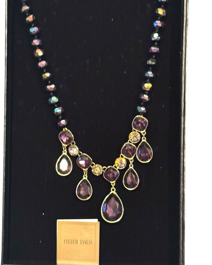 Heidi Daus Purple and Gold Statement Crystal Necklace  Emmy Worthy