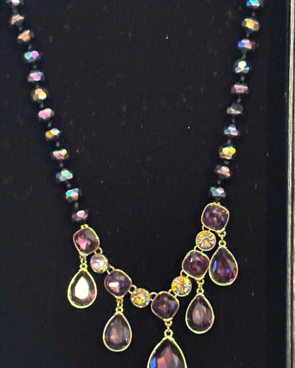 Heidi Daus Purple and Gold Statement Crystal Necklace  Emmy Worthy