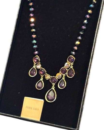 Heidi Daus Purple and Gold Statement Crystal Necklace  Emmy Worthy