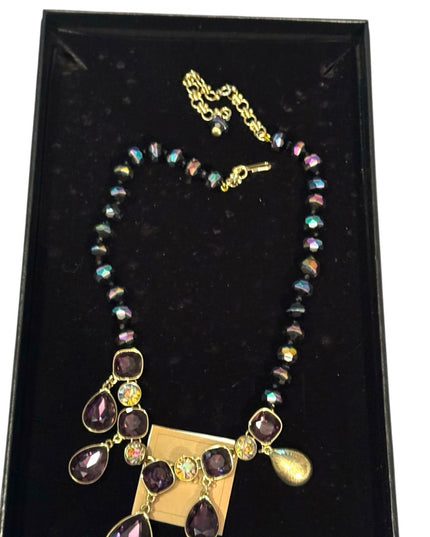 Heidi Daus Purple and Gold Statement Crystal Necklace  Emmy Worthy