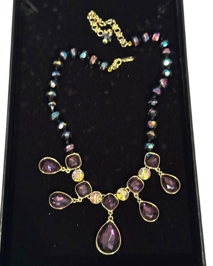 Heidi Daus Purple and Gold Statement Crystal Necklace  Emmy Worthy
