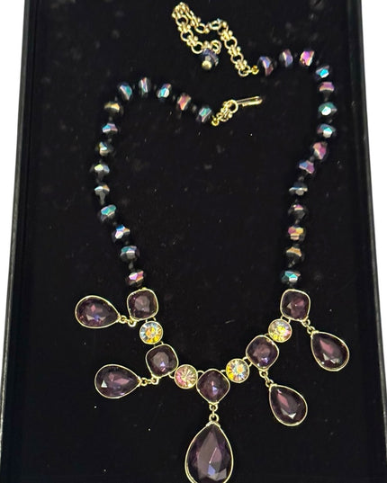 Heidi Daus Purple and Gold Statement Crystal Necklace  Emmy Worthy