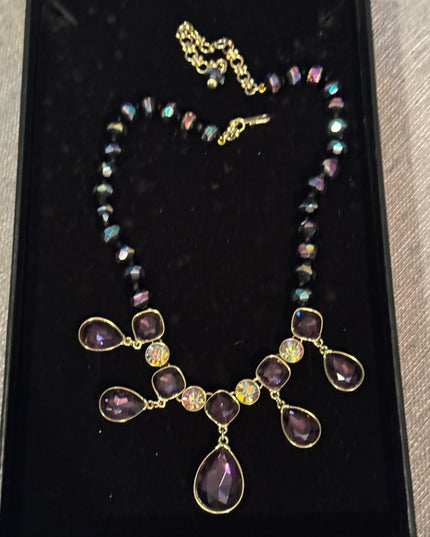 Heidi Daus Purple and Gold Statement Crystal Necklace  Emmy Worthy