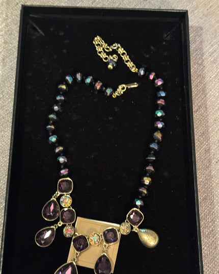 Heidi Daus Purple and Gold Statement Crystal Necklace  Emmy Worthy