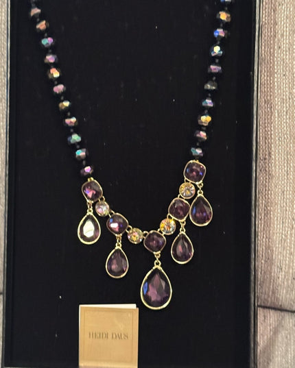Heidi Daus Purple and Gold Statement Crystal Necklace  Emmy Worthy