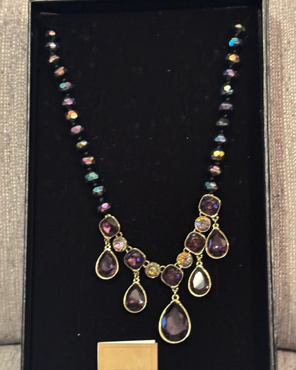 Heidi Daus Purple and Gold Statement Crystal Necklace  Emmy Worthy