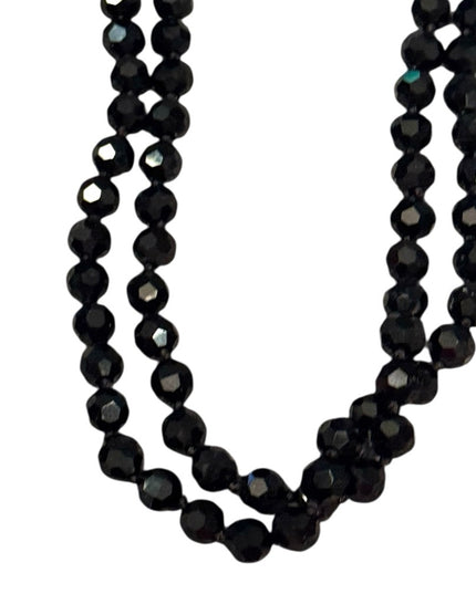 Elegant Black Crystal Beaded Necklace With Large blue Accents 2 strand