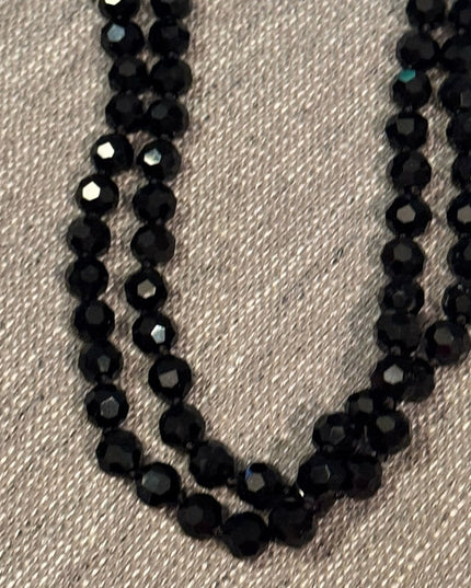 Elegant Black Crystal Beaded Necklace With Large blue Accents 2 strand