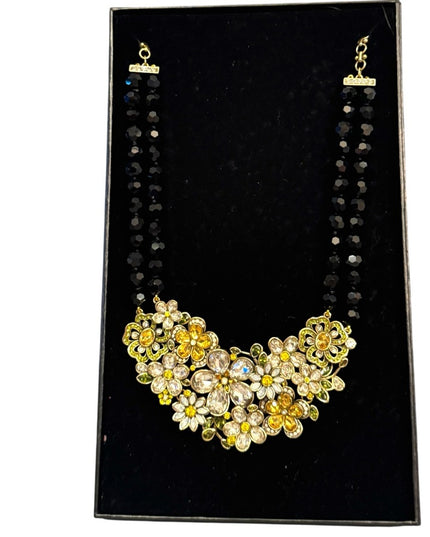 HEIDI DAUS "FLOWER SHOW" 2-STRAND BEADED CRYSTAL DROP 15-3/4" NECKLACE- NEW