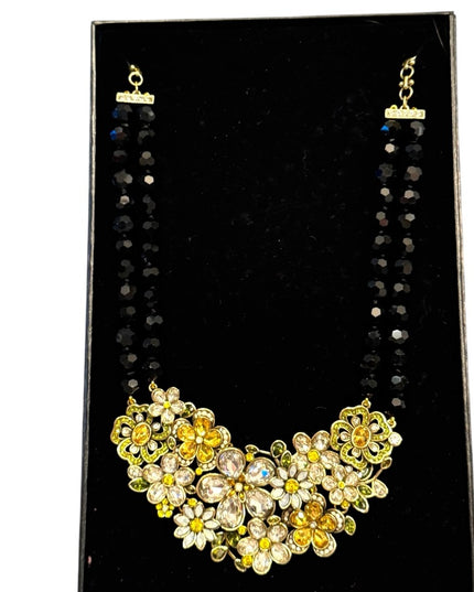 HEIDI DAUS "FLOWER SHOW" 2-STRAND BEADED CRYSTAL DROP 15-3/4" NECKLACE- NEW
