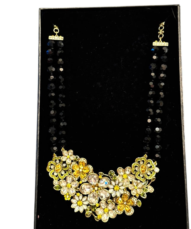 HEIDI DAUS "FLOWER SHOW" 2-STRAND BEADED CRYSTAL DROP 15-3/4" NECKLACE- NEW