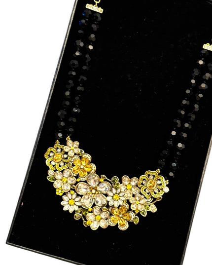 HEIDI DAUS "FLOWER SHOW" 2-STRAND BEADED CRYSTAL DROP 15-3/4" NECKLACE- NEW