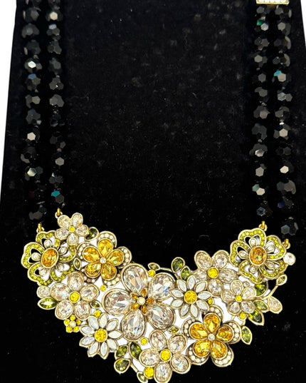 HEIDI DAUS "FLOWER SHOW" 2-STRAND BEADED CRYSTAL DROP 15-3/4" NECKLACE- NEW