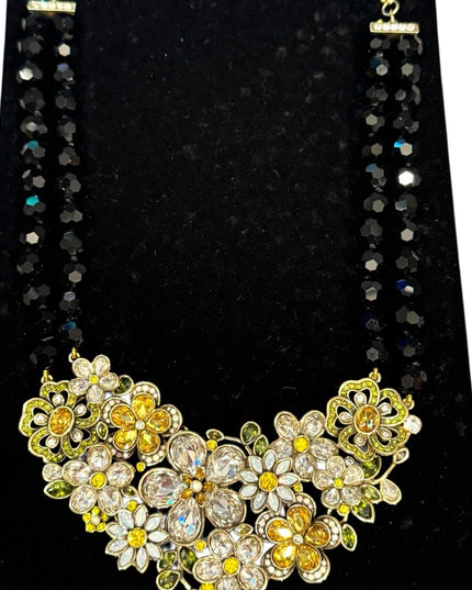 HEIDI DAUS "FLOWER SHOW" 2-STRAND BEADED CRYSTAL DROP 15-3/4" NECKLACE- NEW