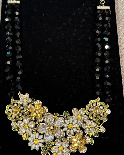 HEIDI DAUS "FLOWER SHOW" 2-STRAND BEADED CRYSTAL DROP 15-3/4" NECKLACE- NEW