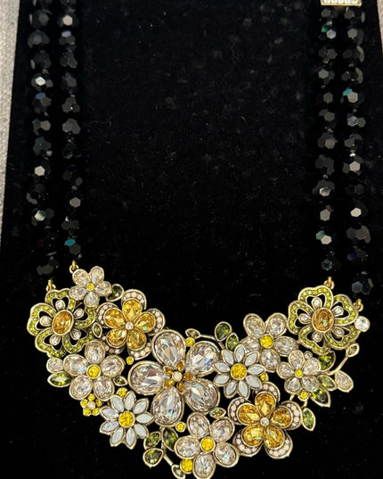 HEIDI DAUS "FLOWER SHOW" 2-STRAND BEADED CRYSTAL DROP 15-3/4" NECKLACE- NEW