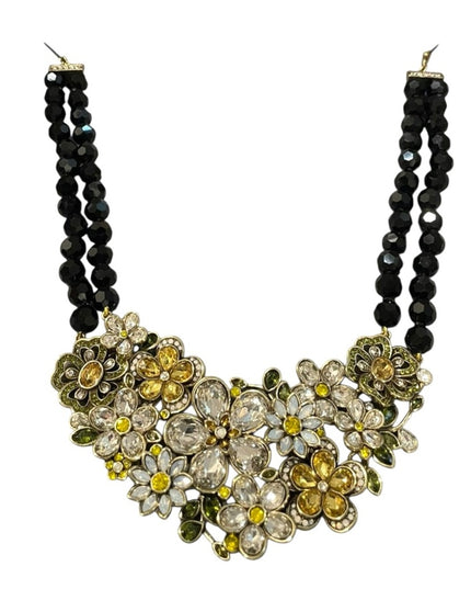 HEIDI DAUS "FLOWER SHOW" 2-STRAND BEADED CRYSTAL DROP 15-3/4" NECKLACE- NEW