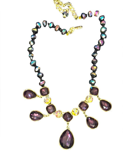 Heidi Daus Purple and Gold Statement Crystal Necklace  Emmy Worthy