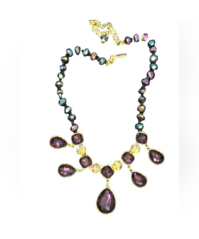Heidi Daus Purple and Gold Statement Crystal Necklace  Emmy Worthy