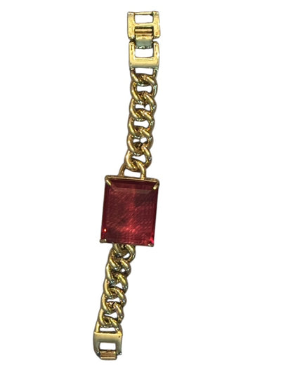 Elegant HEIDI DAUS HOT ROCKS  Gold Bracelet Large Red Crystal Runway Fashion