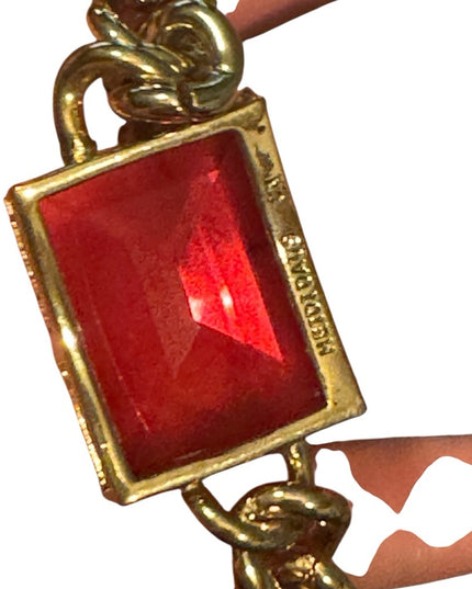 Elegant HEIDI DAUS HOT ROCKS  Gold Bracelet Large Red Crystal Runway Fashion
