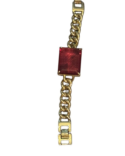 Elegant HEIDI DAUS HOT ROCKS  Gold Bracelet Large Red Crystal Runway Fashion