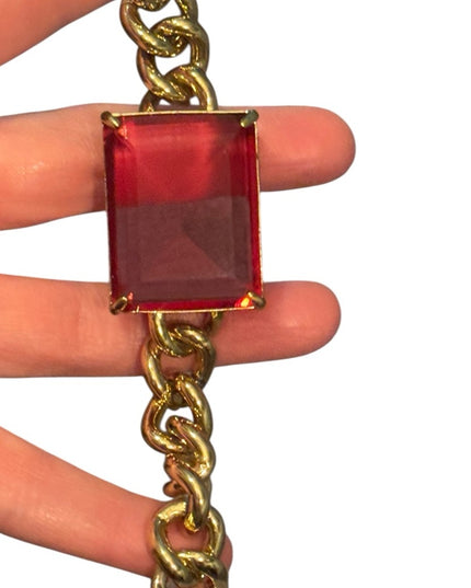 Elegant HEIDI DAUS HOT ROCKS  Gold Bracelet Large Red Crystal Runway Fashion