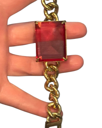 Elegant HEIDI DAUS HOT ROCKS  Gold Bracelet Large Red Crystal Runway Fashion