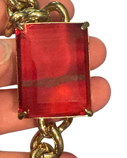 Elegant HEIDI DAUS HOT ROCKS  Gold Bracelet Large Red Crystal Runway Fashion