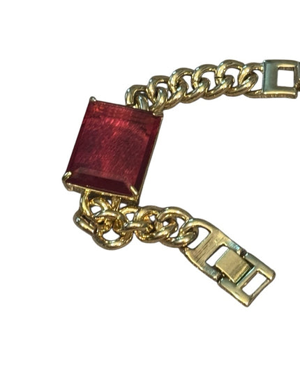 Elegant HEIDI DAUS HOT ROCKS  Gold Bracelet Large Red Crystal Runway Fashion